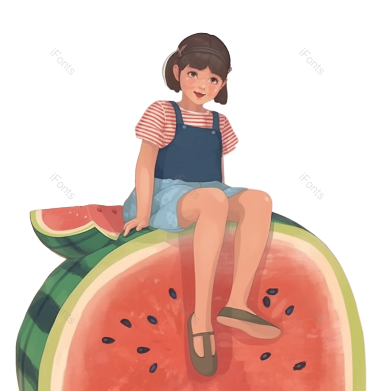 西瓜图片,清新元素,可爱风PNG,帽子免抠素材